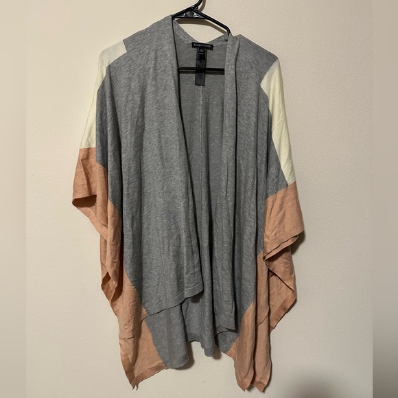 Eileen Fisher Sweaters - Eileen Fisher Dark Pearl Gray Lightweight Poncho O/S Wrap Colorblock F18DXT